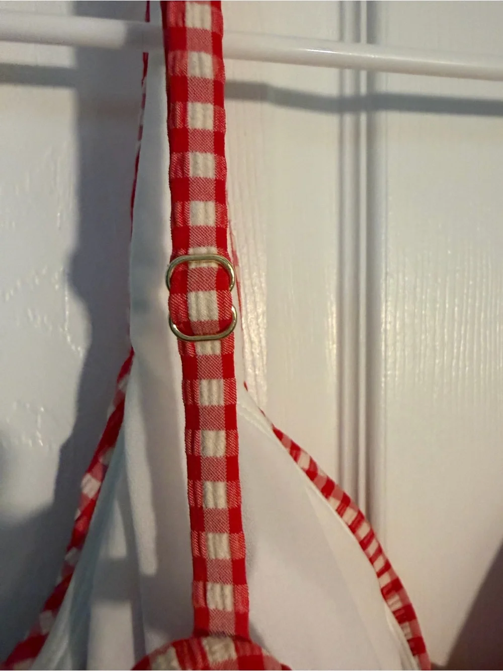Shade & Shore Red and White Gingham Bikini Top